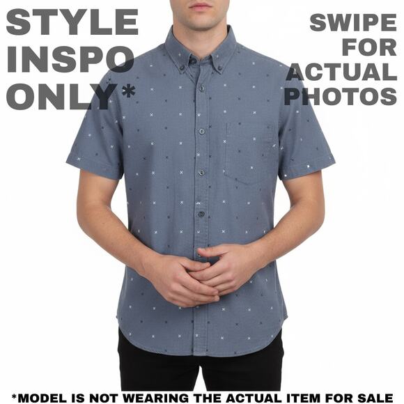 MERONA Men's Gray Button-Down Shirt with Pattern - Small 0303 - Picture 2 of 9